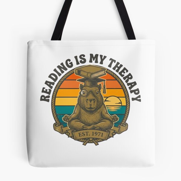 Item preview, Reading Is My Therapy Retro Capybara designed and sold by ARTReMi.
