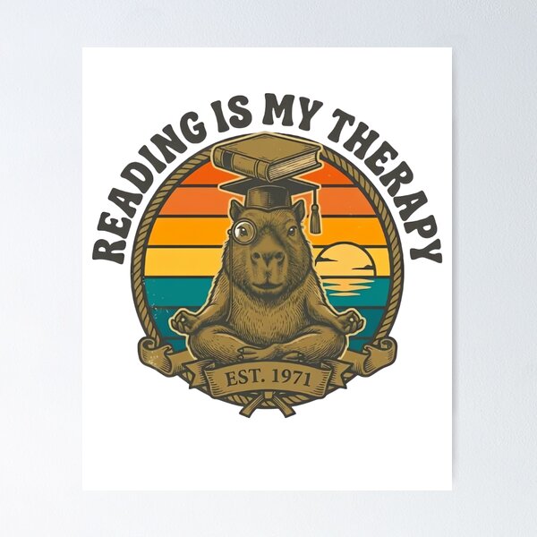 Item preview, Reading Is My Therapy Retro Capybara designed and sold by ARTReMi.