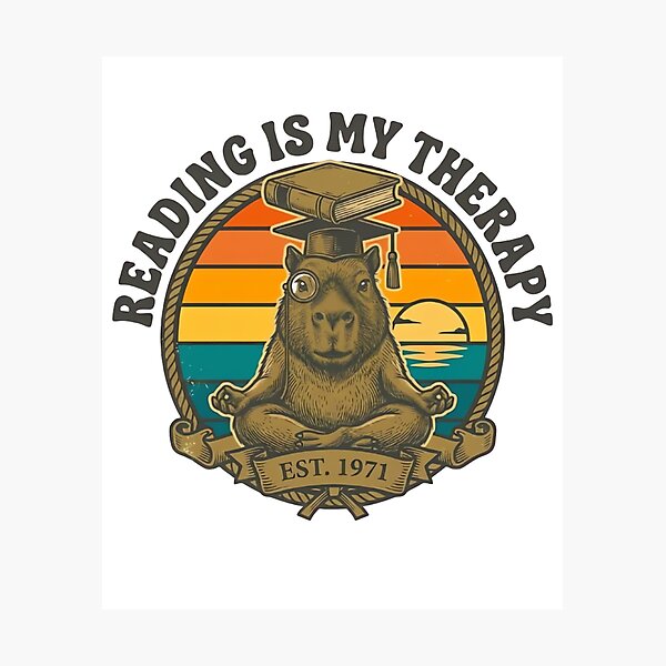 Item preview, Reading Is My Therapy Retro Capybara designed and sold by ARTReMi.