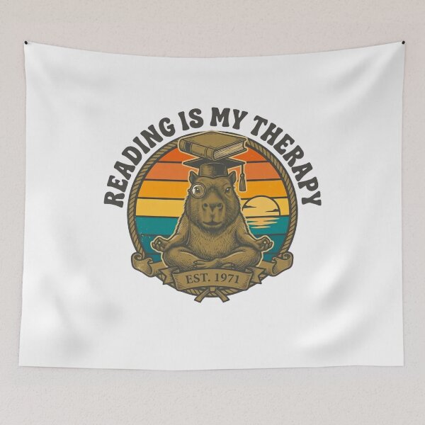Item preview, Reading Is My Therapy Retro Capybara designed and sold by ARTReMi.