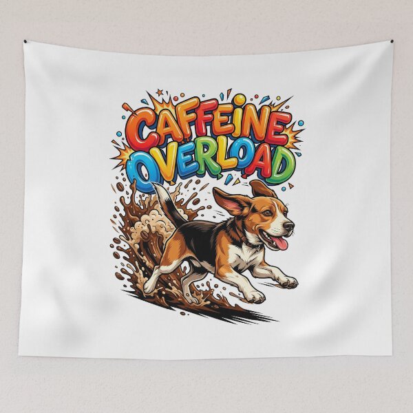 Item preview, Hyperactive Beagle Exploding With Coffee Energy Warped Text Illustration designed and sold by Tong4130.