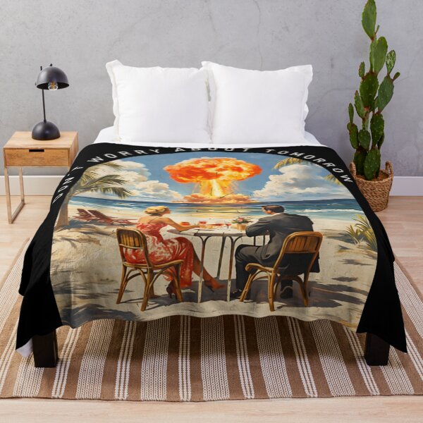 Item preview, Dont Worry About Tomorrow Dark Humor Nuclear Beach Meme designed and sold by Phil Ben.