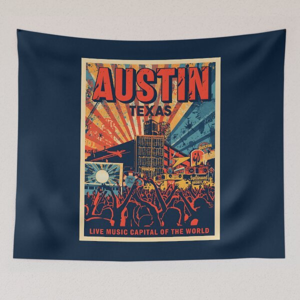 Item preview, A Pop Art Travel Print of Austin - Texas  designed and sold by StudioRedKoala.