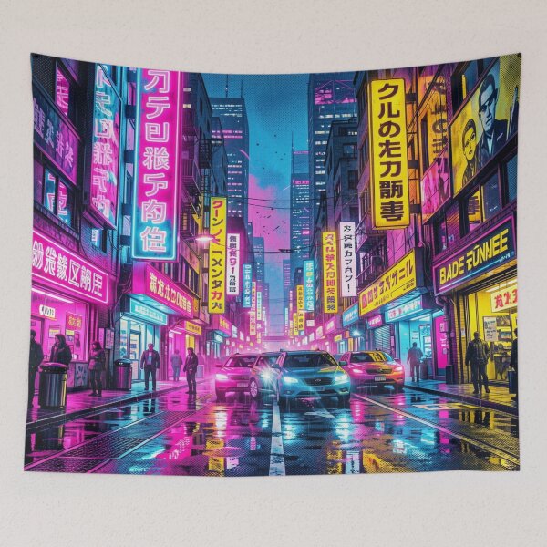 Item preview, Neon-drenched Metropolis: The future in cyberpunk style designed and sold by FotoworldEdel.