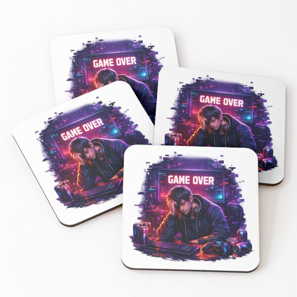 Item preview, Game Over Mood Neon Gamer Design – Cyberpunk Gaming Aesthetic Illustration designed and sold by ArtWaveStudio8.