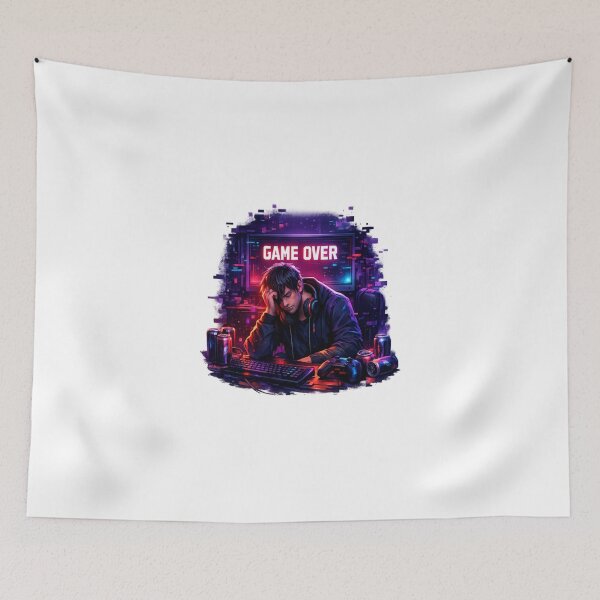 Item preview, Game Over Mood Neon Gamer Design – Cyberpunk Gaming Aesthetic Illustration designed and sold by ArtWaveStudio8.