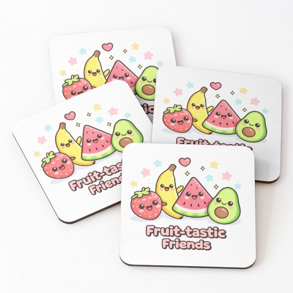 Item preview, Cute Kawaii Fruit Friends – Strawberry Banana Watermelon Avocado Cartoon designed and sold by DreamPixelPrint.