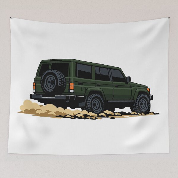Item preview, Classic Overland 4x4 – Vintage Army Green Boxy Off-Road SUV Crawl Illustration designed and sold by VenZolic.