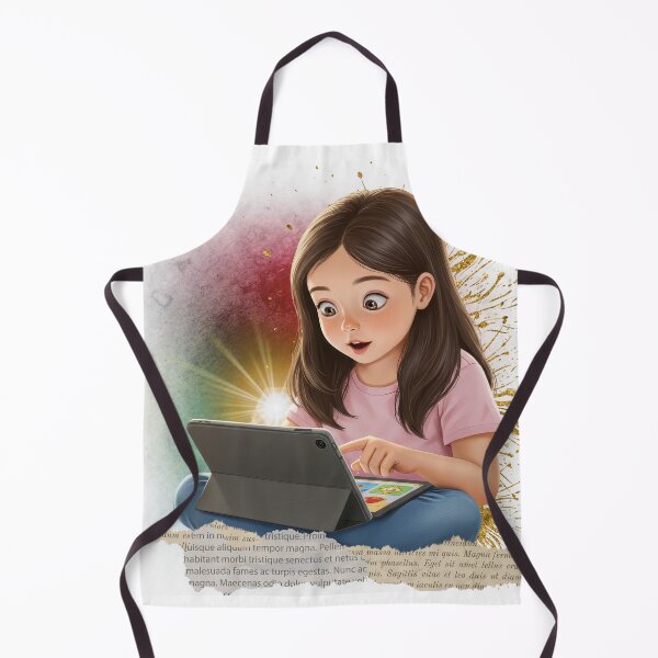 Item preview, Curious Girl Using Tablet | Cute Kids Learning Technology Illustration designed and sold by ChenEngEng.