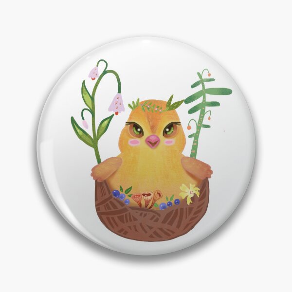 Item preview, Easter Chick in Nest with Spring Flowers and Berries Folk Art designed and sold by FaliushART.