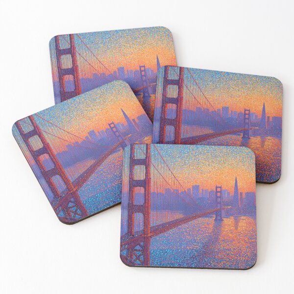 Item preview, Golden Gate Bridge Pointillism Cityscape designed and sold by Moisky Art.