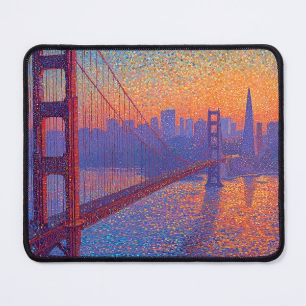 Item preview, Golden Gate Bridge Pointillism Cityscape designed and sold by Moisky Art.