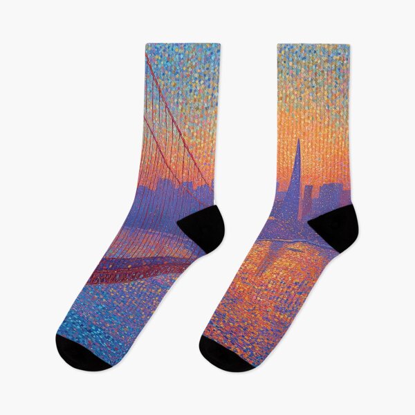 Item preview, Golden Gate Bridge Pointillism Cityscape designed and sold by Moisky Art.