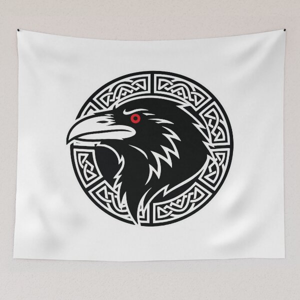 Item preview, Mascota de la runa vikinga Raven Huginn Muninn de Odín designed and sold by PixelStudioBe.