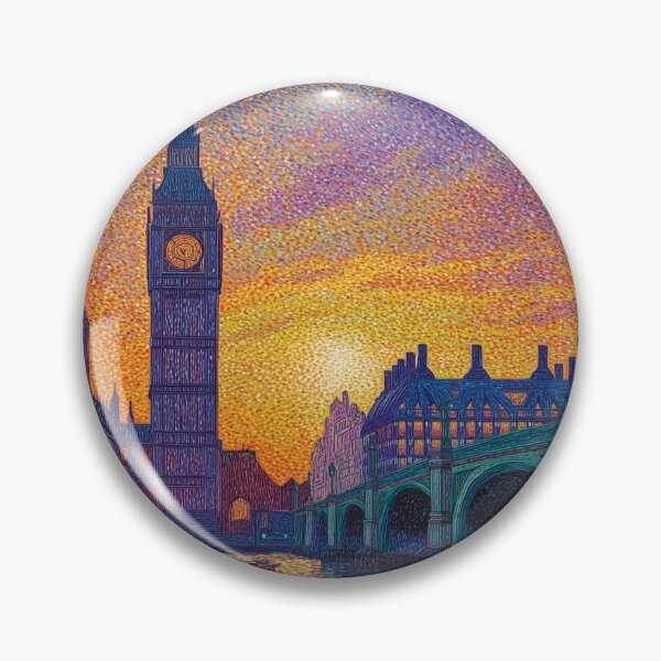 Item preview, London Big Ben Pointillism Thames Sunset Cityscape designed and sold by Moisky Art.
