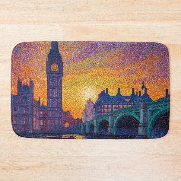 Item preview, London Big Ben Pointillism Thames Sunset Cityscape designed and sold by Moisky Art.
