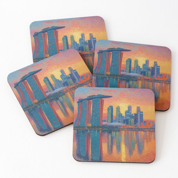 Item preview, Singapore Marina Bay Sands Pointillism Cityscape designed and sold by Moisky Art.