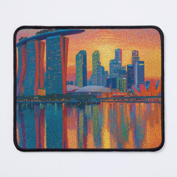 Item preview, Singapore Marina Bay Sands Pointillism Cityscape designed and sold by Moisky Art.
