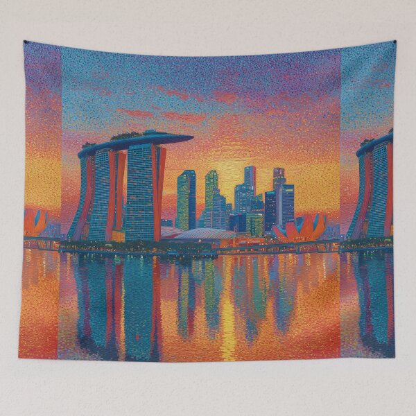 Item preview, Singapore Marina Bay Sands Pointillism Cityscape designed and sold by Moisky Art.