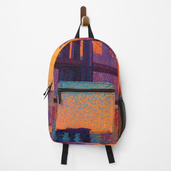 Item preview, New York Brooklyn Bridge Pointillism Sunset Skyline designed and sold by Moisky Art.