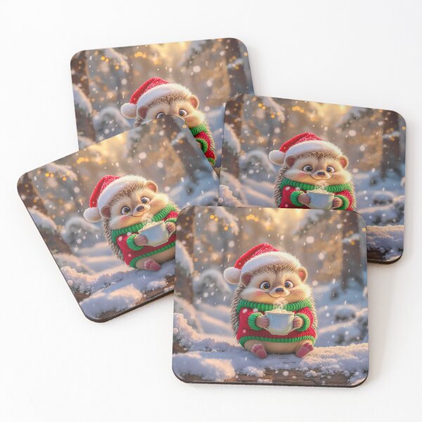 Item preview, Cute Hedgehog Drinking Cocoa at Christmas designed and sold by acceleratorhams.