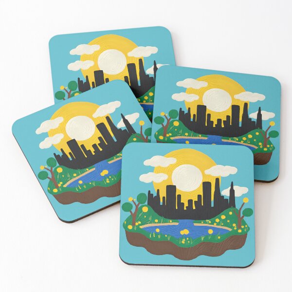 Item preview, Atardecer en una isla flotante: ilustración de un paisaje surrealista designed and sold by FeverFields.