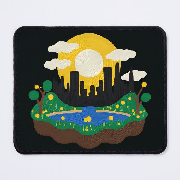 Item preview, Floating Island City Sunset – Surreal Nature Landscape Illustration designed and sold by FeverFields.
