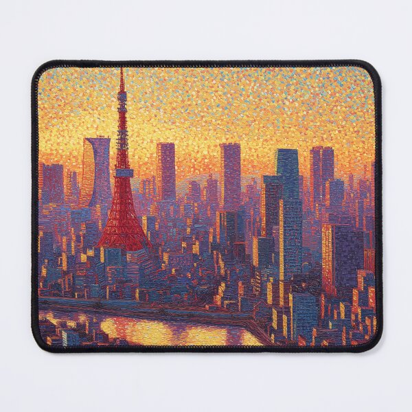 Item preview, Tokyo Tower Pointillism Cityscape designed and sold by Moisky Art.