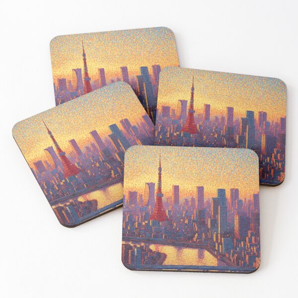 Item preview, Tokyo Tower Pointillism Cityscape designed and sold by Moisky Art.