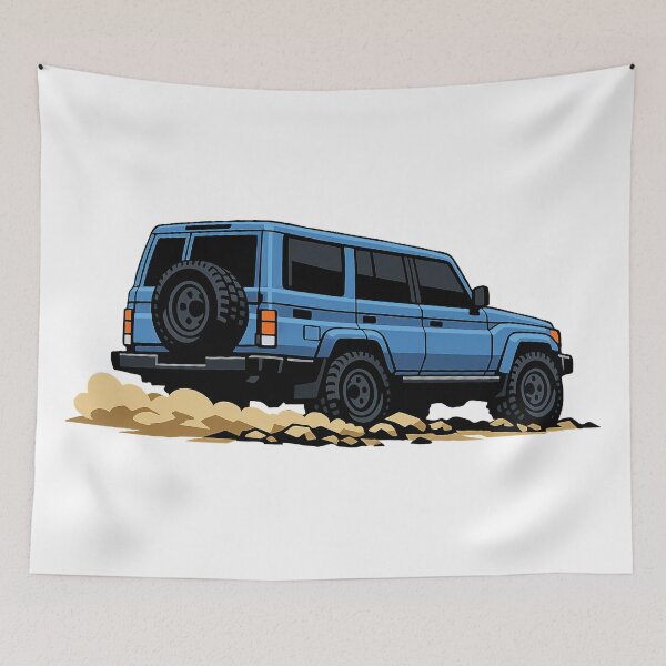 Item preview, Classic Overland 4x4 – Vintage Steel Blue Boxy Off-Road SUV Crawl Illustration designed and sold by VenZolic.