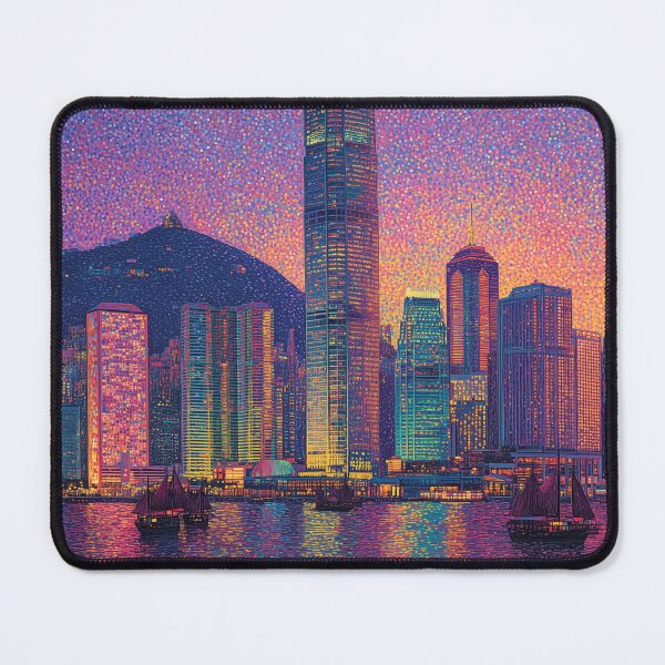 Item preview, Hong Kong Skyline Pointillism Cityscape designed and sold by Moisky Art.