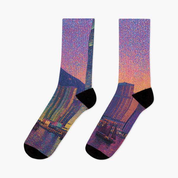 Item preview, Hong Kong Skyline Pointillism Cityscape designed and sold by Moisky Art.
