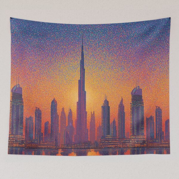 Item preview, Dubai Burj Khalifa Pointillism Cityscape designed and sold by Moisky Art.
