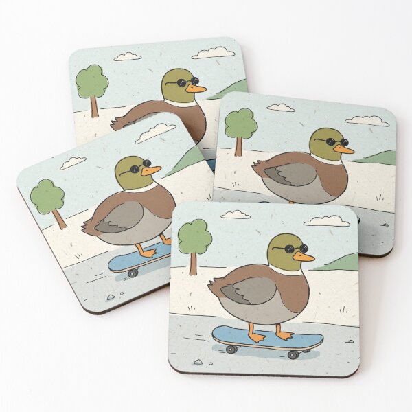 Item preview, Retro Mallard Duck Skateboarder - Cute Bird Skating Art - Minimalist Duck with Sunglasses Graphic designed and sold by seven things shop.