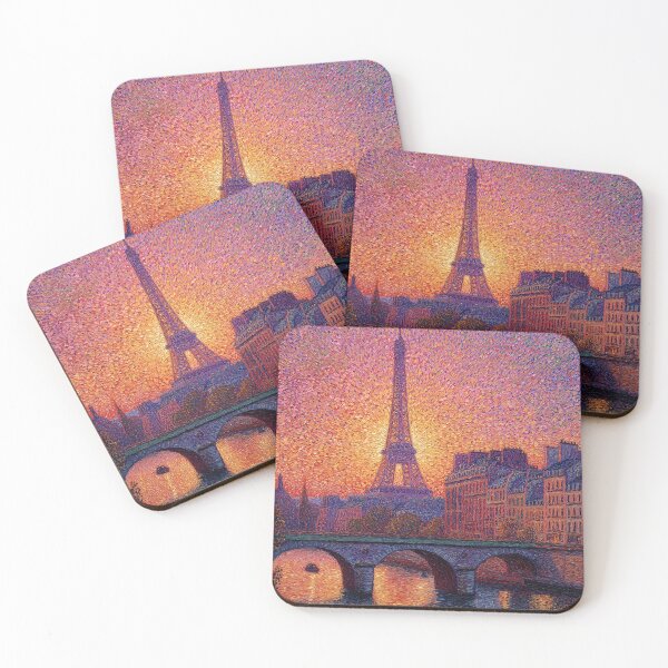 Item preview, Paris Eiffel Tower Pointillism Cityscape designed and sold by Moisky Art.