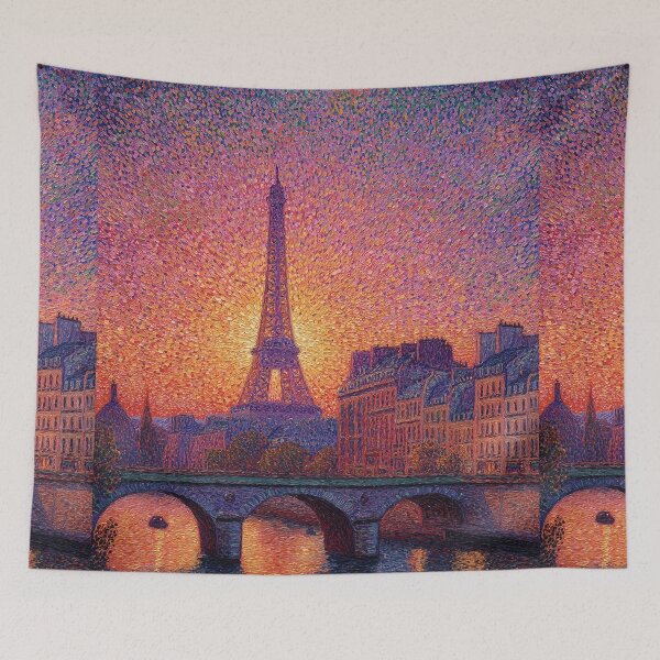 Item preview, Paris Eiffel Tower Pointillism Cityscape designed and sold by Moisky Art.