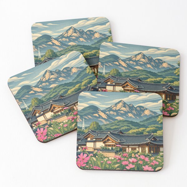Item preview, Traditional Korean Village in Mountain Landscape designed and sold by darekkocurek.