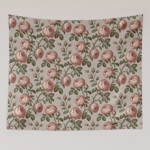 Item preview, Rococo Rose Seamless Pattern – Vintage Pink Floral Posy Elegant Cottagecore Design designed and sold by Tamas Das.