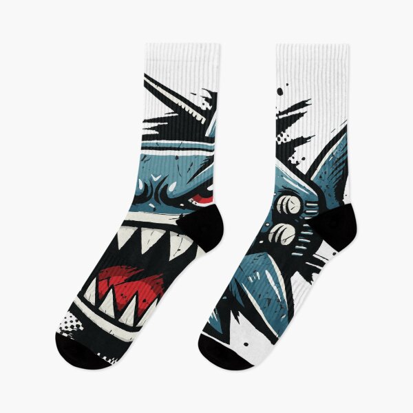 Item preview, A bold hybrid design merging a retro radio with a shark, enhanced with grunge textures and halftone dots. The distressed style gives it a strong streetwear aesthetic suitable designed and sold by Dejbar.