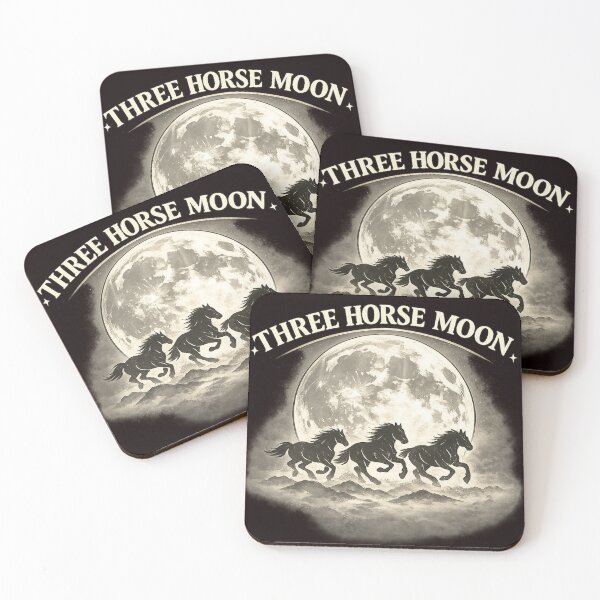 Item preview, Three Horse Moon – Wild Horses Under the Full Moon Streetwear Design designed and sold by FrameFlow.