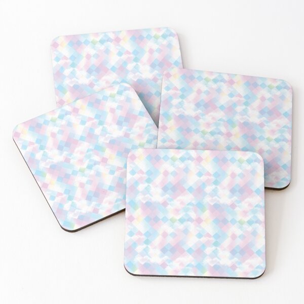 Item preview, iridescent pastel gingham with dreamy clouds designed and sold by Designbes.