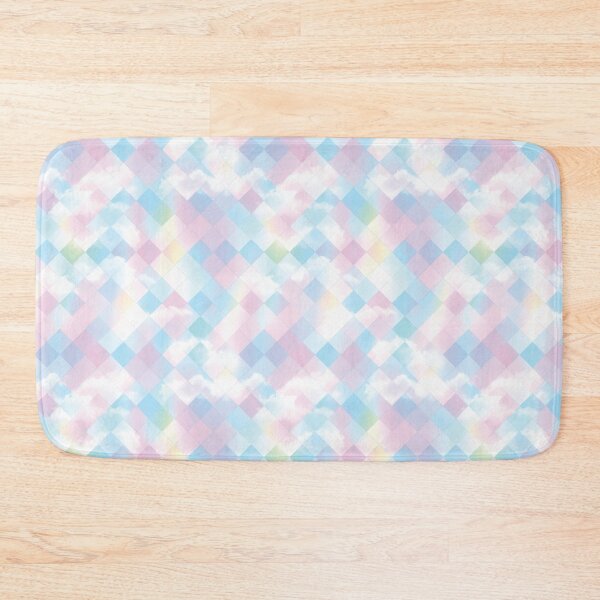 Item preview, iridescent pastel gingham with dreamy clouds designed and sold by Designbes.