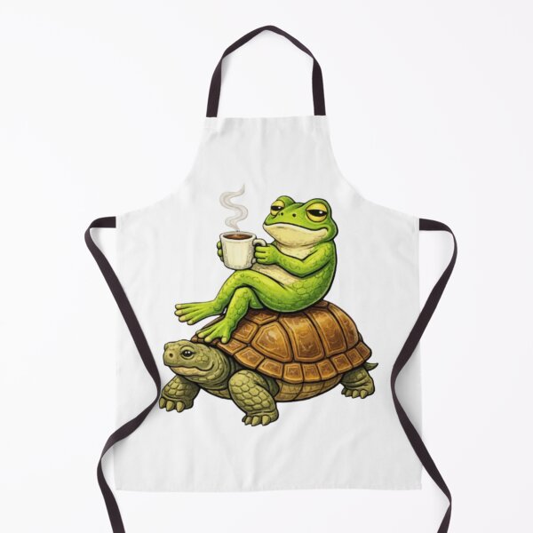 Item preview, Relaxing frog on a turtle with coffee designed and sold by FroggyOnly.