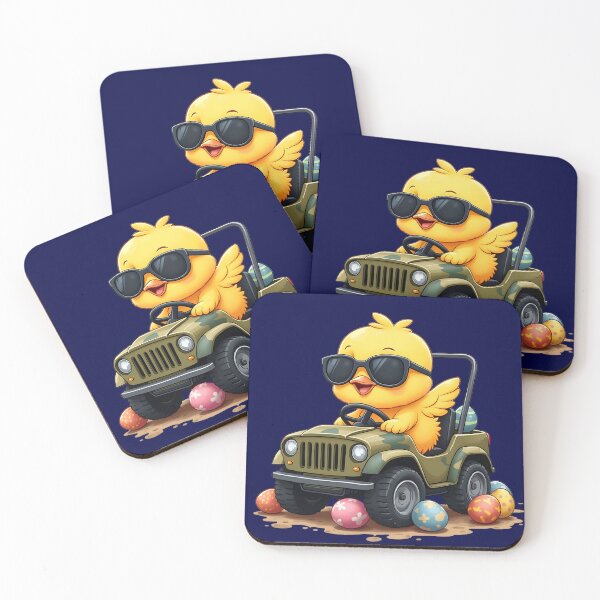 Item preview, Cute Chick Driving Off-Road Car – Funny Cartoon Animal Design designed and sold by tarzbol.