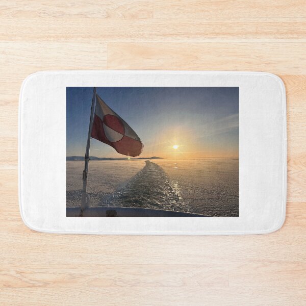Item preview, Greenland Flag Arctic Sunset Ocean designed and sold by Worldsiceshop.