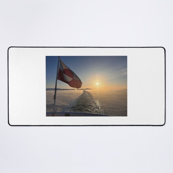 Item preview, Greenland Flag Arctic Sunset Ocean designed and sold by Worldsiceshop.