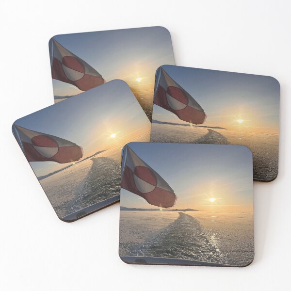 Item preview, Greenland Flag Arctic Sunset Ocean designed and sold by Worldsiceshop.