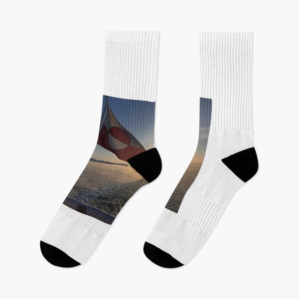 Item preview, Greenland Flag Arctic Sunset Ocean designed and sold by Worldsiceshop.