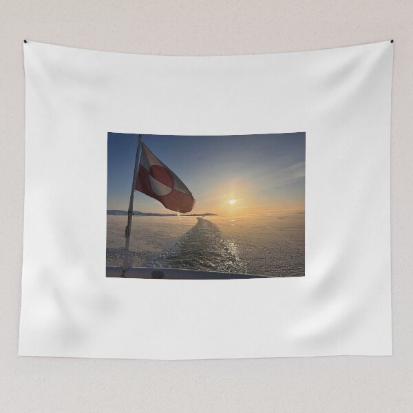 Item preview, Greenland Flag Arctic Sunset Ocean designed and sold by Worldsiceshop.