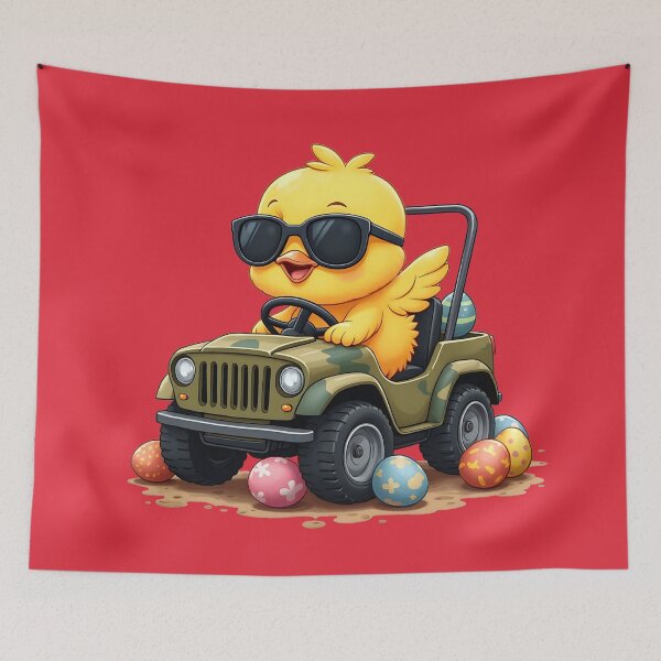 Item preview, Cute Chick Driving Off-Road Car – Funny Cartoon Animal Design designed and sold by tarzbol.